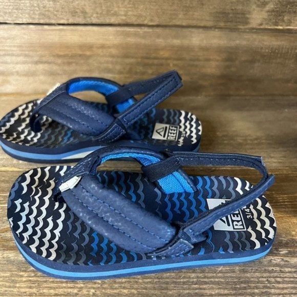 Kids Childrens Baby Reef Sandals Flip Flops Blue Size 3 4 C GUC - Picture 2 of 6